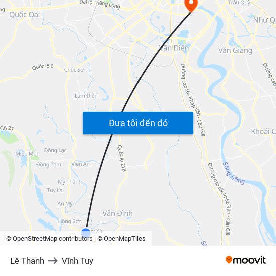 Lê Thanh to Vĩnh Tuy map