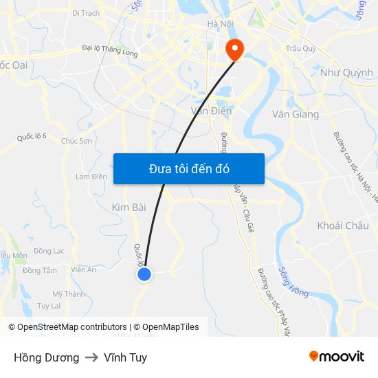 Hồng Dương to Vĩnh Tuy map