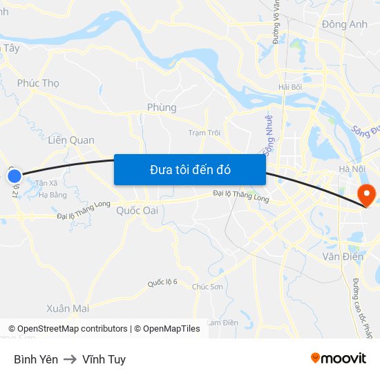Bình Yên to Vĩnh Tuy map