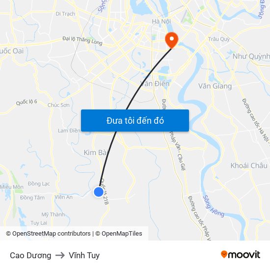 Cao Dương to Vĩnh Tuy map