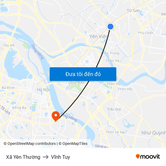 Xã Yên Thường to Vĩnh Tuy map