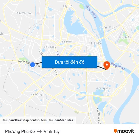 Phường Phú Đô to Vĩnh Tuy map