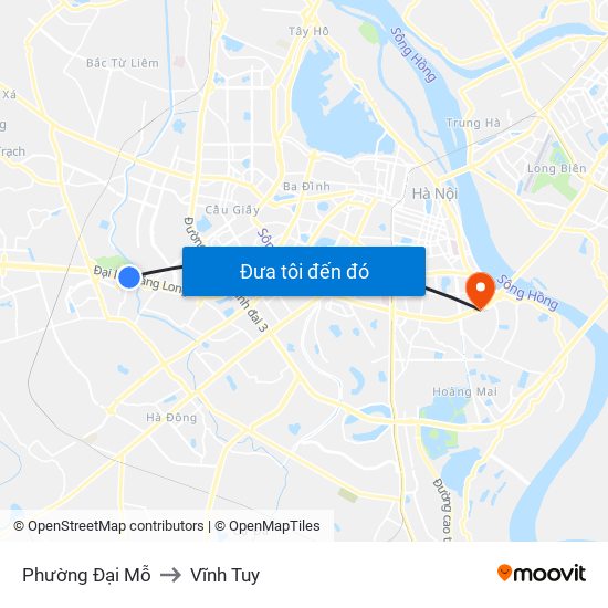 Phường Đại Mỗ to Vĩnh Tuy map