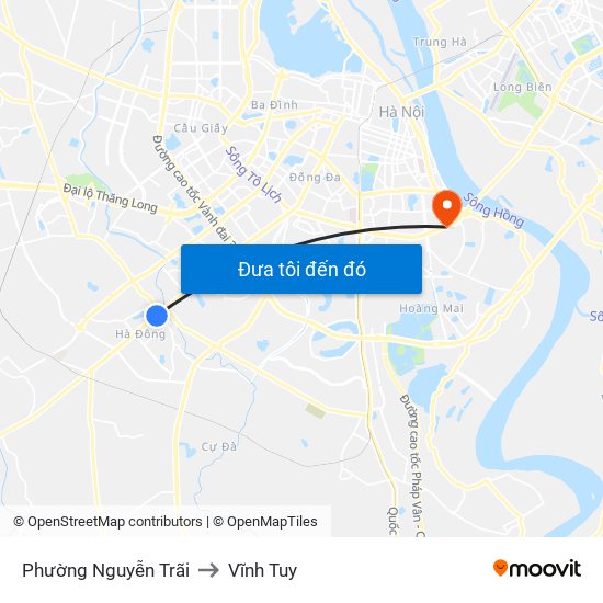 Phường Nguyễn Trãi to Vĩnh Tuy map