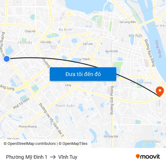 Phường Mỹ Đình 1 to Vĩnh Tuy map