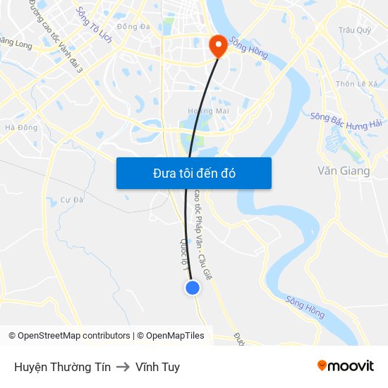 Huyện Thường Tín to Vĩnh Tuy map