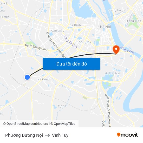 Phường Dương Nội to Vĩnh Tuy map