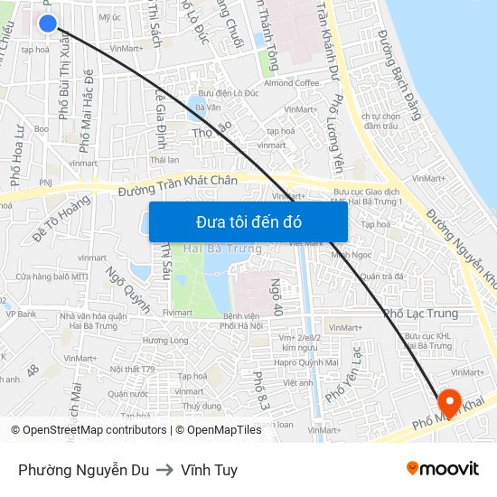 Phường Nguyễn Du to Vĩnh Tuy map