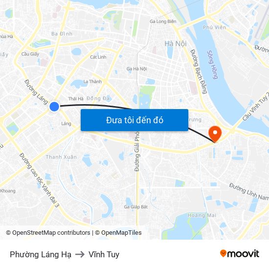 Phường Láng Hạ to Vĩnh Tuy map