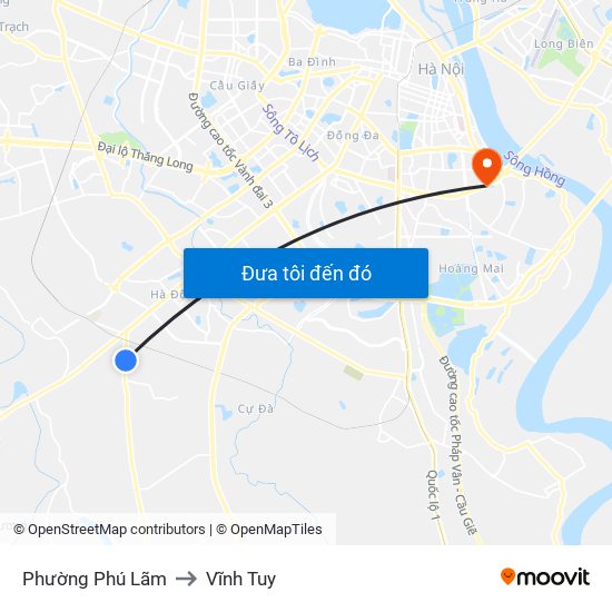 Phường Phú Lãm to Vĩnh Tuy map