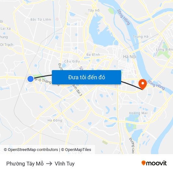 Phường Tây Mỗ to Vĩnh Tuy map