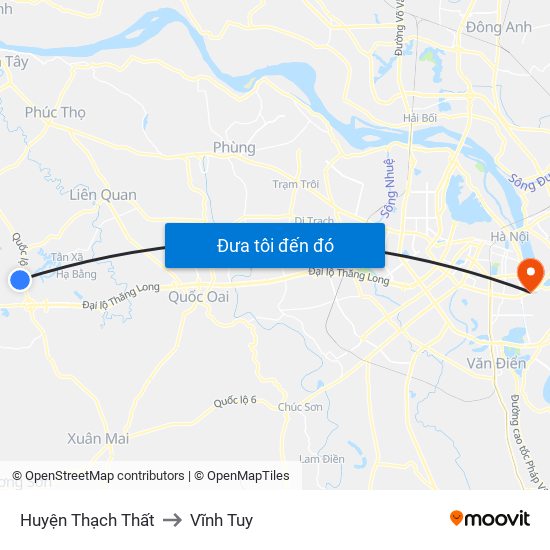 Huyện Thạch Thất to Vĩnh Tuy map