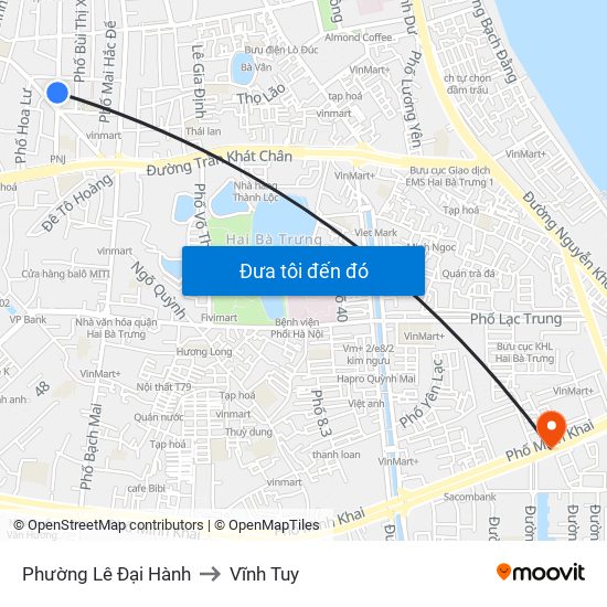 Phường Lê Đại Hành to Vĩnh Tuy map