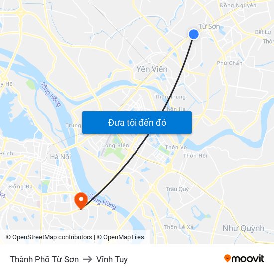 Thành Phố Từ Sơn to Vĩnh Tuy map