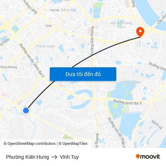 Phường Kiến Hưng to Vĩnh Tuy map