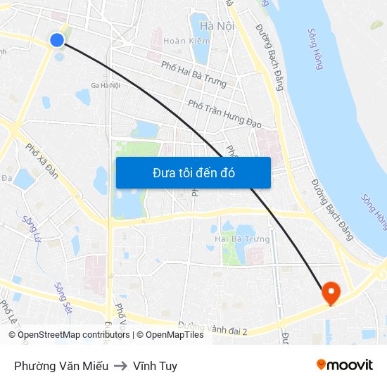 Phường Văn Miếu to Vĩnh Tuy map