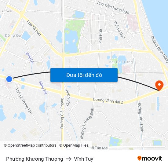 Phường Khương Thượng to Vĩnh Tuy map