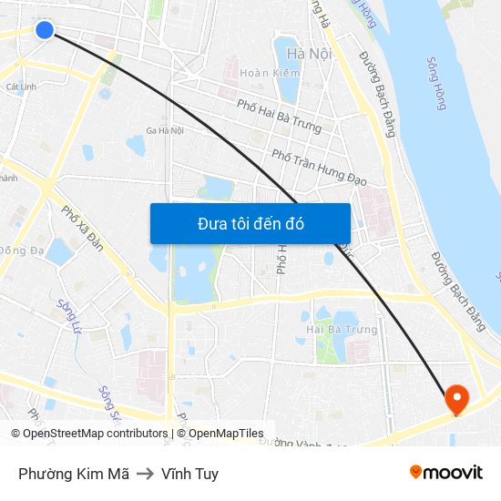 Phường Kim Mã to Vĩnh Tuy map