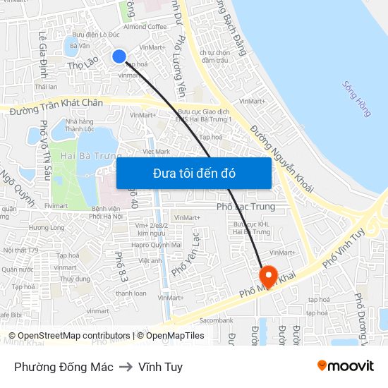 Phường Đống Mác to Vĩnh Tuy map