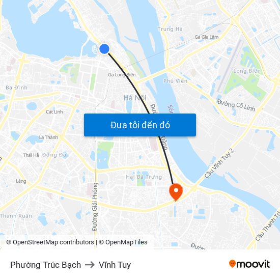 Phường Trúc Bạch to Vĩnh Tuy map
