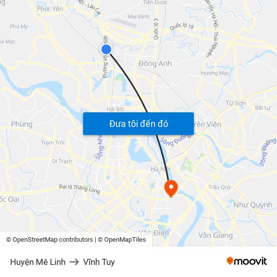 Huyện Mê Linh to Vĩnh Tuy map