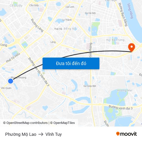 Phường Mộ Lao to Vĩnh Tuy map