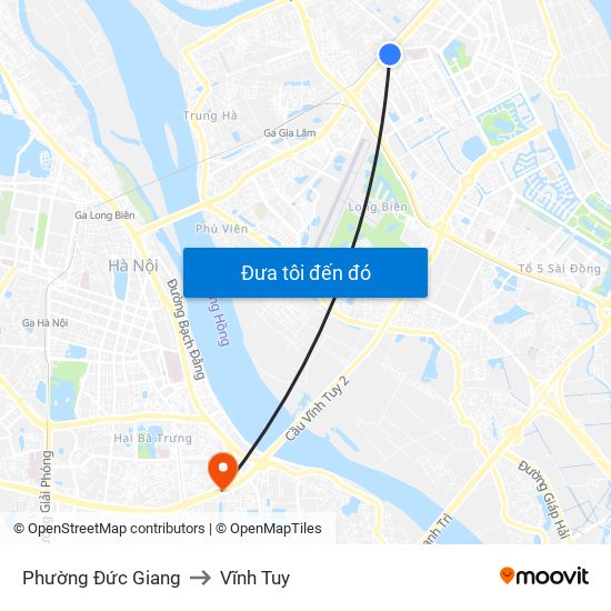 Phường Đức Giang to Vĩnh Tuy map