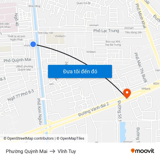 Phường Quỳnh Mai to Vĩnh Tuy map