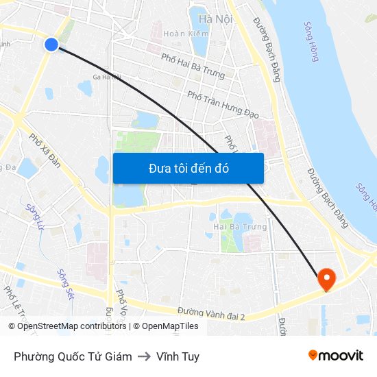 Phường Quốc Tử Giám to Vĩnh Tuy map