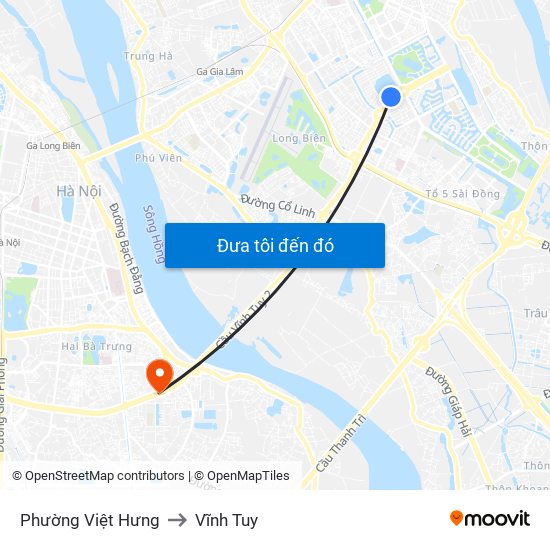 Phường Việt Hưng to Vĩnh Tuy map