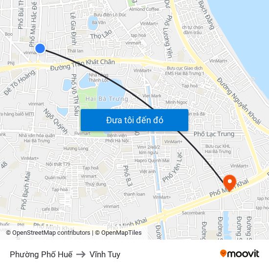 Phường Phố Huế to Vĩnh Tuy map