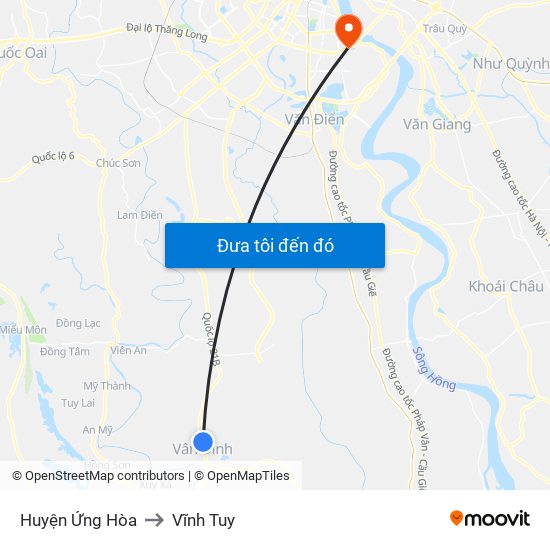 Huyện Ứng Hòa to Vĩnh Tuy map