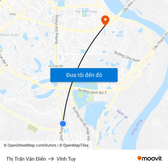 Thị Trấn Văn Điển to Vĩnh Tuy map