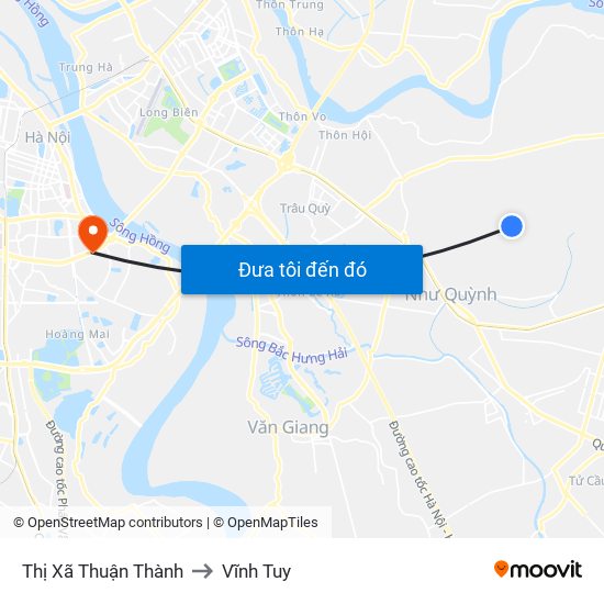 Thị Xã Thuận Thành to Vĩnh Tuy map