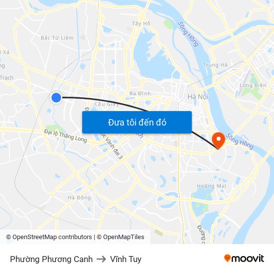 Phường Phương Canh to Vĩnh Tuy map
