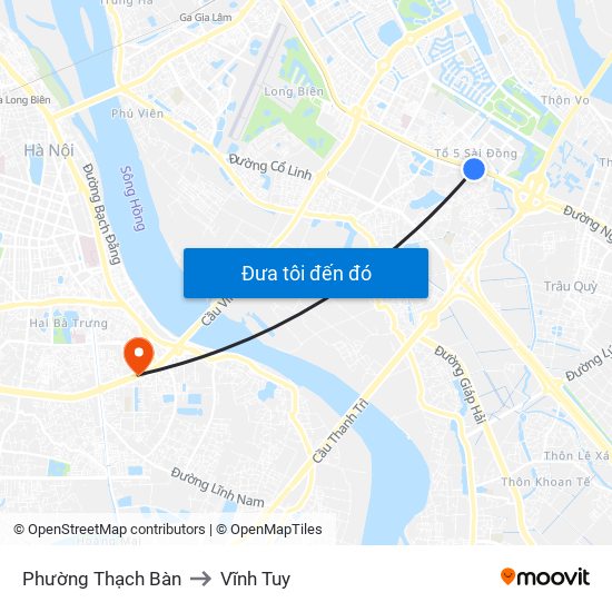 Phường Thạch Bàn to Vĩnh Tuy map