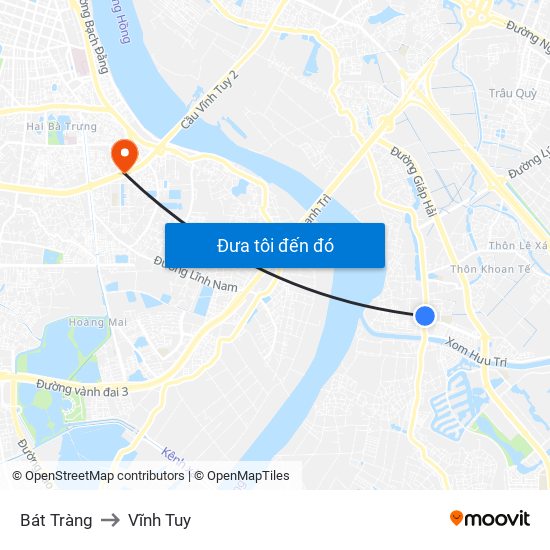 Bát Tràng to Vĩnh Tuy map