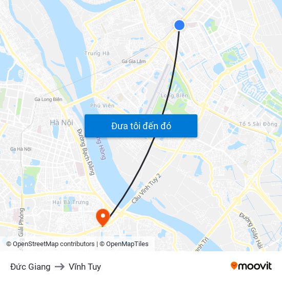 Đức Giang to Vĩnh Tuy map