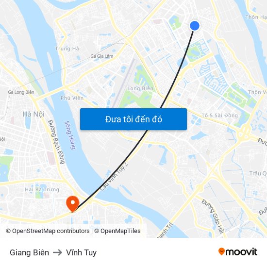 Giang Biên to Vĩnh Tuy map