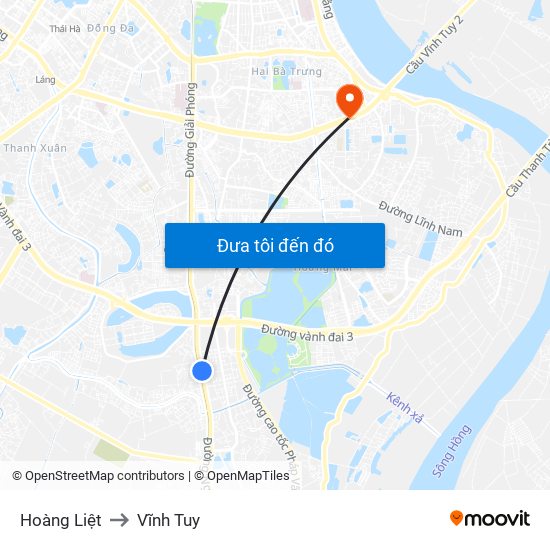 Hoàng Liệt to Vĩnh Tuy map