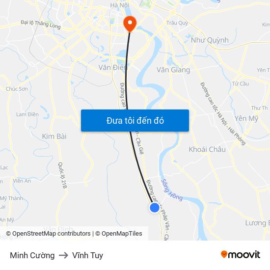 Minh Cường to Vĩnh Tuy map