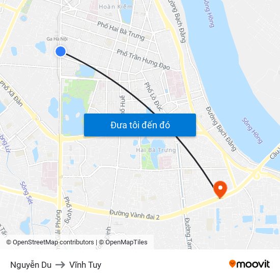 Nguyễn Du to Vĩnh Tuy map
