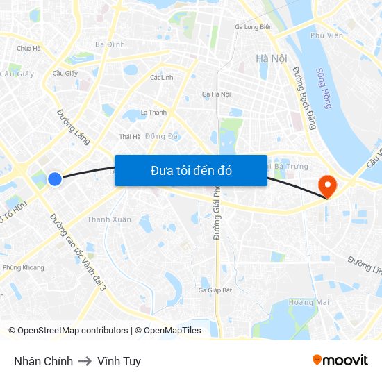 Nhân Chính to Vĩnh Tuy map