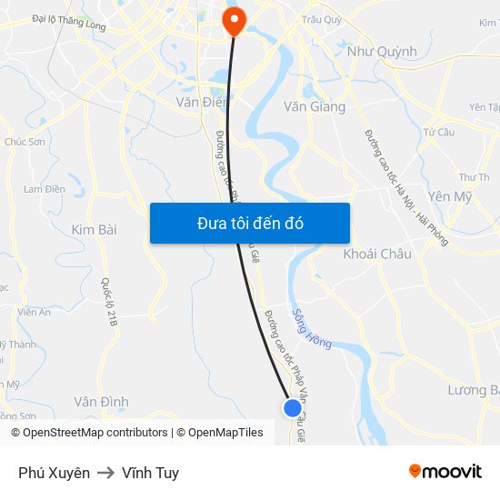 Phú Xuyên to Vĩnh Tuy map