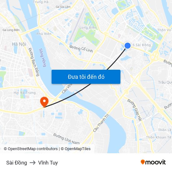 Sài Đồng to Vĩnh Tuy map