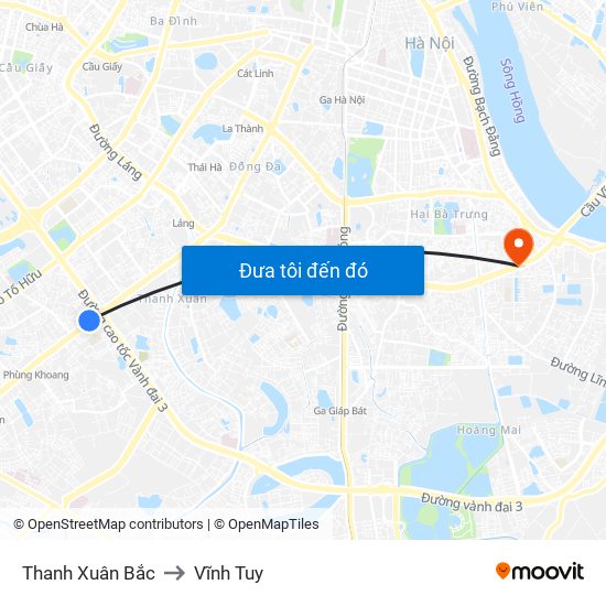 Thanh Xuân Bắc to Vĩnh Tuy map