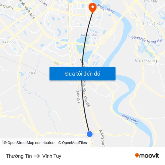 Thường Tín to Vĩnh Tuy map