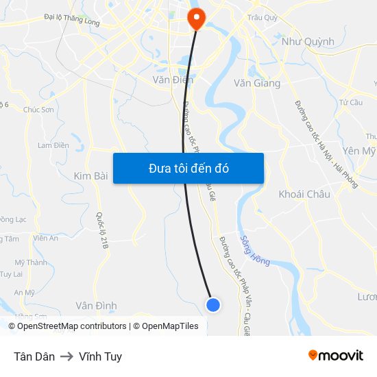 Tân Dân to Vĩnh Tuy map