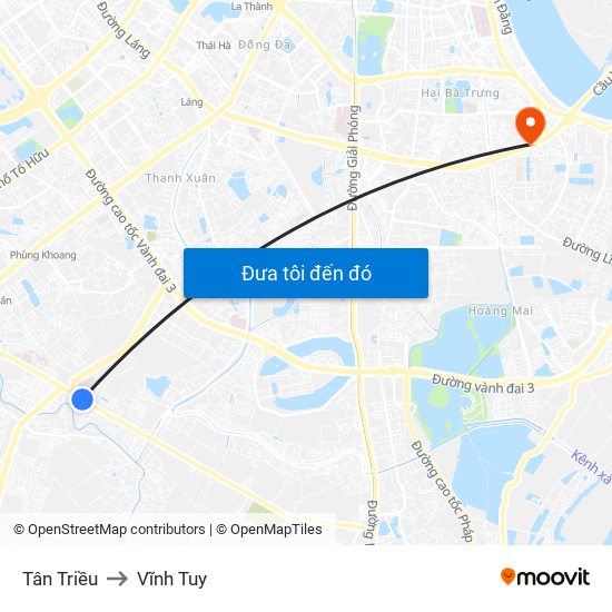 Tân Triều to Vĩnh Tuy map