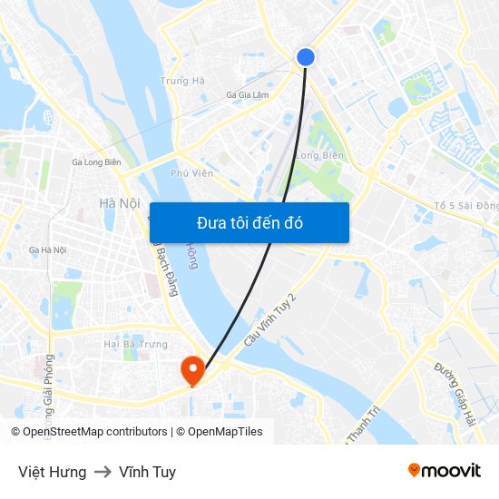 Việt Hưng to Vĩnh Tuy map